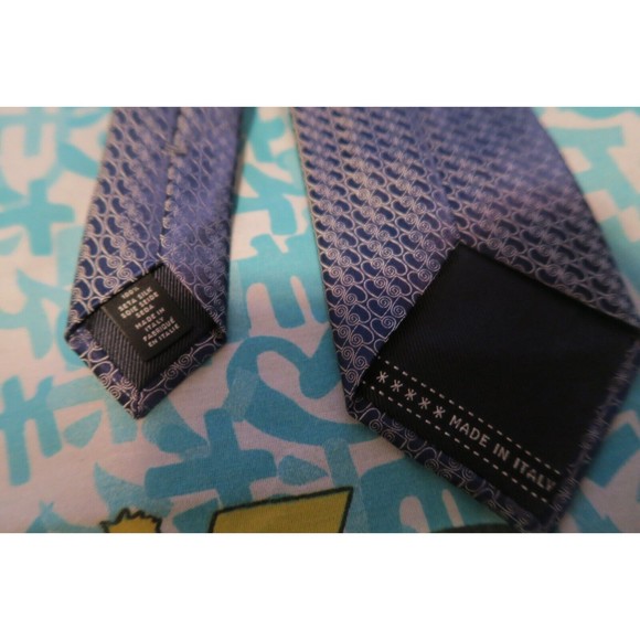 Ermenegildo Zegna Hearts Swirl Silk Tie Blue Silver TCT2019 Made in Italy Recent - Picture 3 of 5